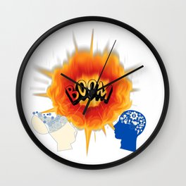 Collision of minds inside head be very careful Wall Clock