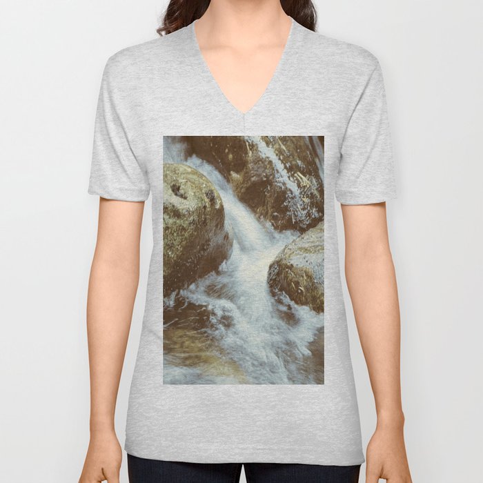 Tumbling Cascading Waters of the Scottish Highlands V Neck T Shirt