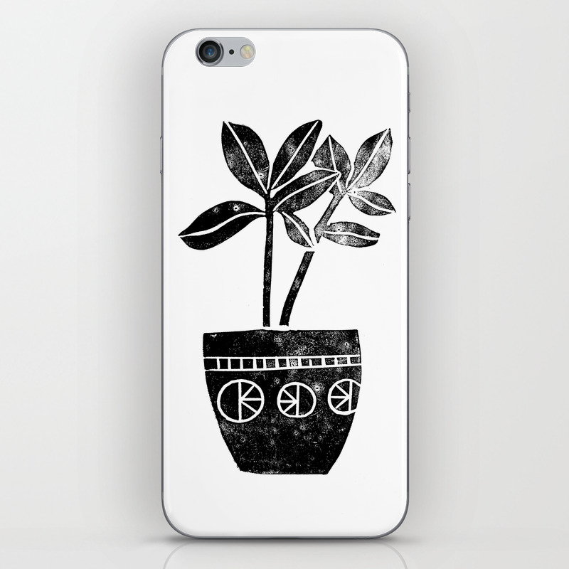 House Plants Linocut Black And White Minimal Modern Lino Print