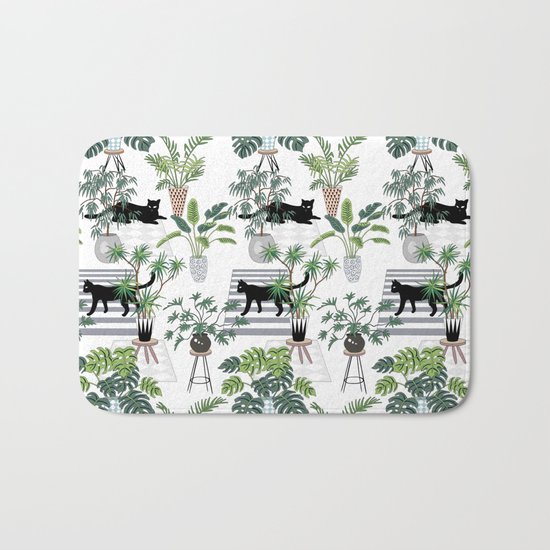 cats in the interior pattern Bath Mat