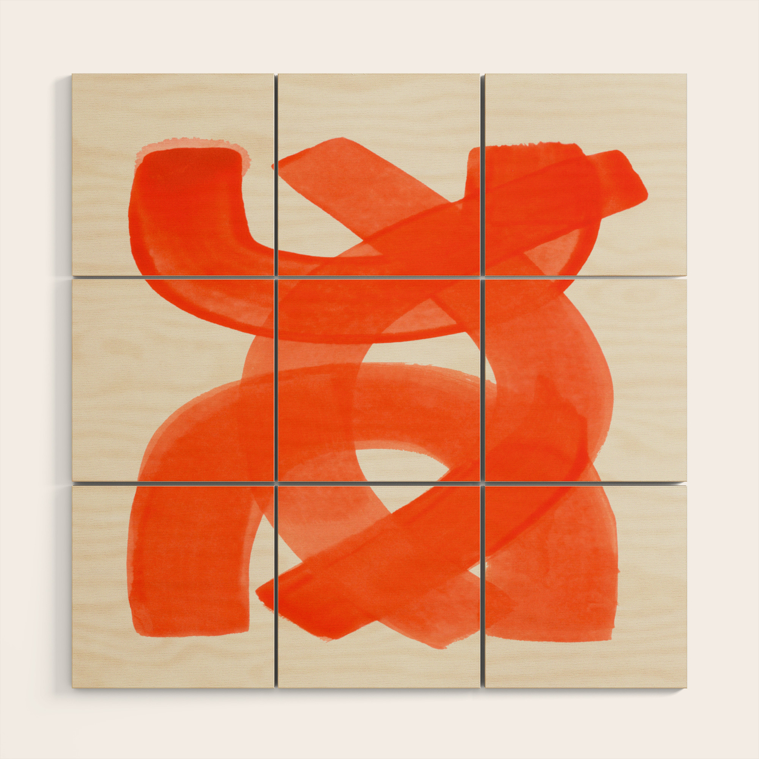 Mid Century Modern Abstract Painting Orange Watercolor Brush Strokes Wood Wall Art By Enshape Society6