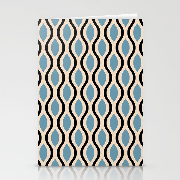 Retro Ogee Pattern 451 Blue and Black Stationery Cards