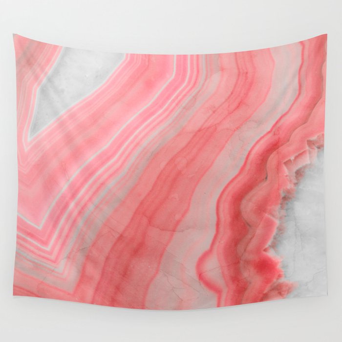Coral Pink Agate Wall Tapestry