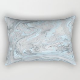 Ice Blue and Gray Marble Rectangular Pillow