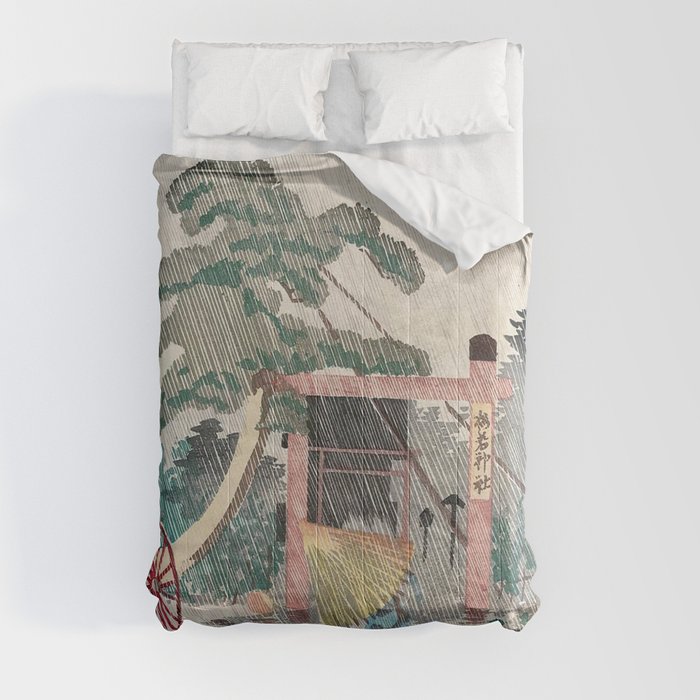 Kobayashi Kiyochika - Umewaka Shrine Comforter