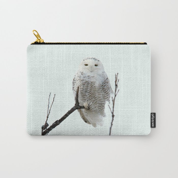 Snowy in the Wind: Snowy Owl (sq) Carry-All Pouch