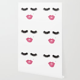 Glam Lips and Lashes Watercolor Wallpaper