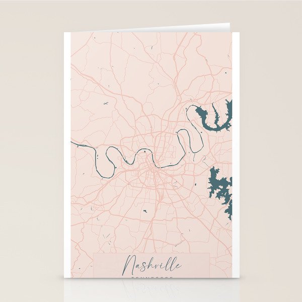 Nashville Tennessee Pink and Blue Cute Script Street Map Stationery