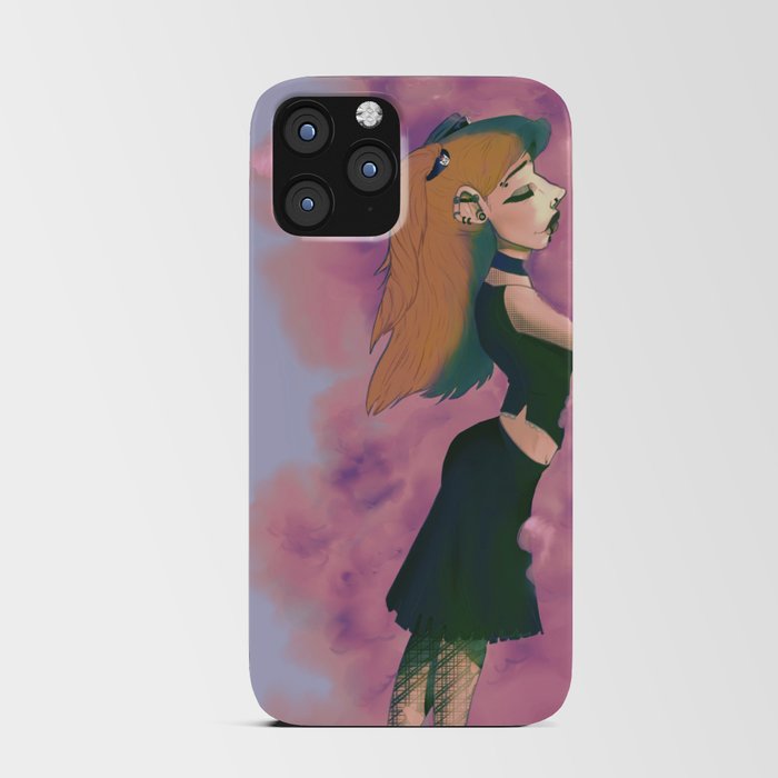 Goth Girl Hugging A Pink Bush iPhone Card Case