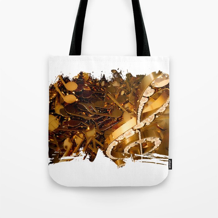 Musical treble clef and falling notes Tote Bag