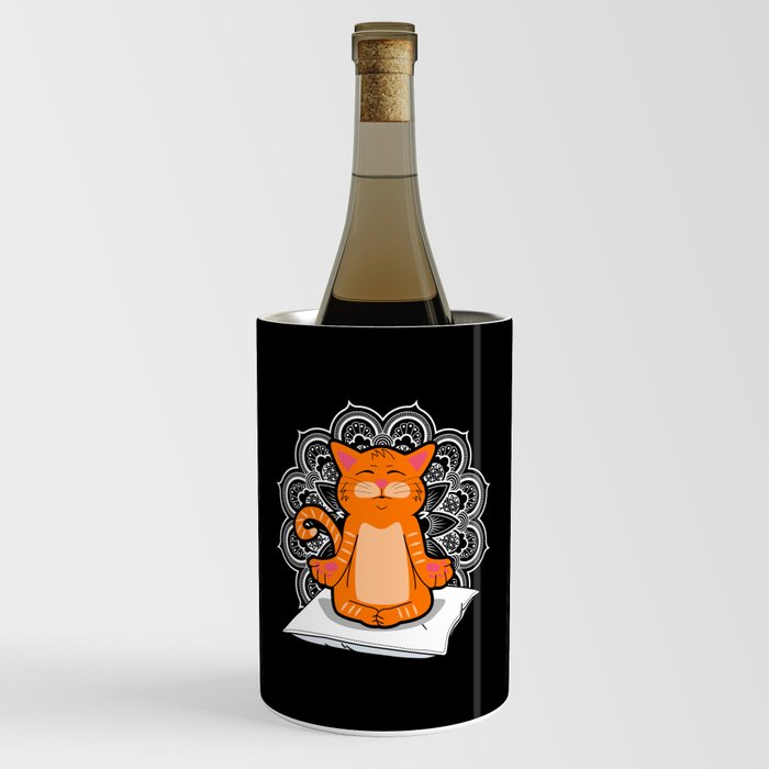 Yoga Cat Meditation Red Cat Gift Wine Chiller