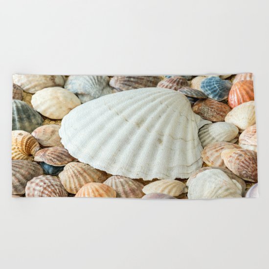 Sea Shells - Ocean, Sea, Nature Beach Towel