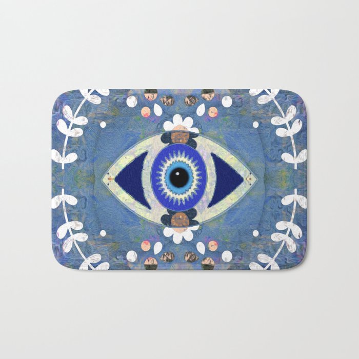 Evil Eye Protective Turkish Mandala Print Bath Mat