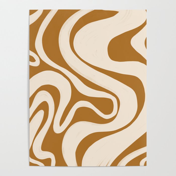 Swirl Lines in Sudan Brown Yellow + Tan  Poster