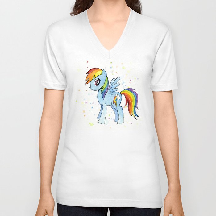 Rainbow Pony V Neck T Shirt