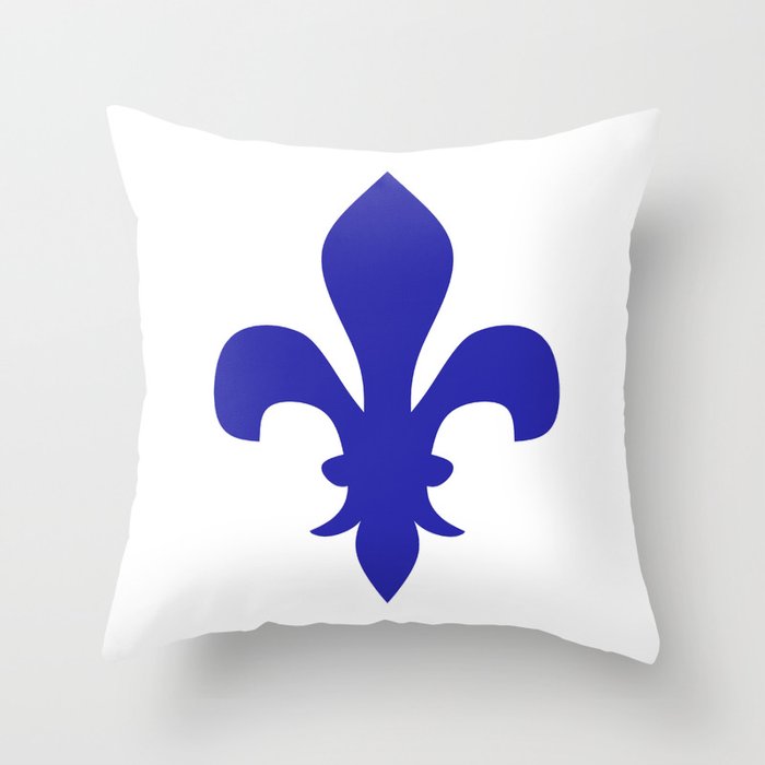 Fleur de Lis (Navy Blue & White) Throw Pillow