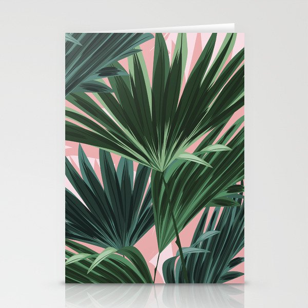 Pink and green palm trees Stationery Cards