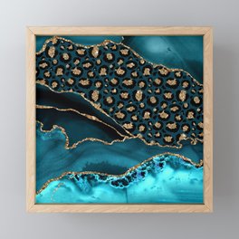 Blue & Gold Leopard Agate Framed Mini Art Print