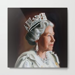 Queen Elizabeth II - The Regal Queen Metal Print | Crown, English, Britain, Diamonds, Pearls, Britishmonarch, Englishqueen, Famousqueens, Queenportrait, British 