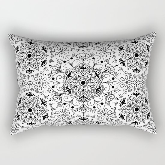 Mandala_White and Black Rectangular Pillow