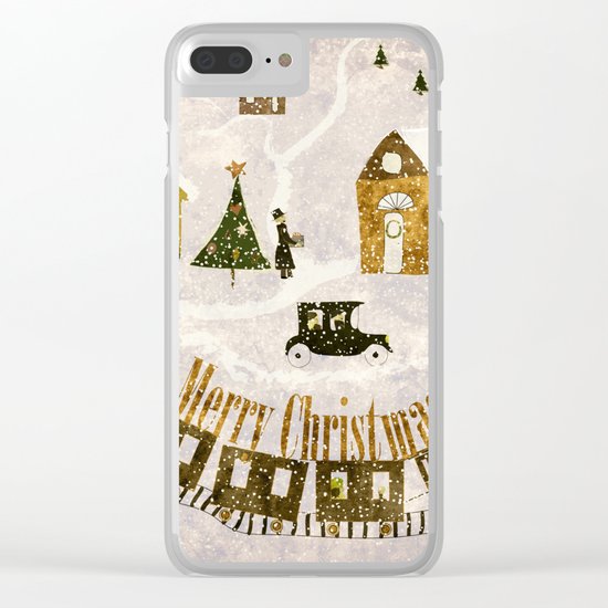 New year's design Merry Christmas grunge design Clear iPhone Case