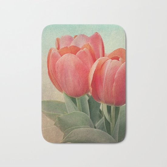 Vintage tulips(4) Bath Mat