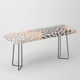 Modern Floral Peach and Grey Bench
