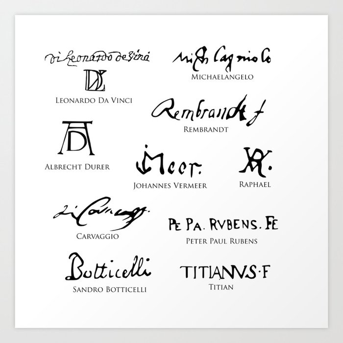 Artist Signatures 5 of 6 -Classical Artists Art Print by Justin.optimized |  Society6