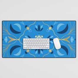 Modern Mandala Design_Blues+Silver Desk Mat