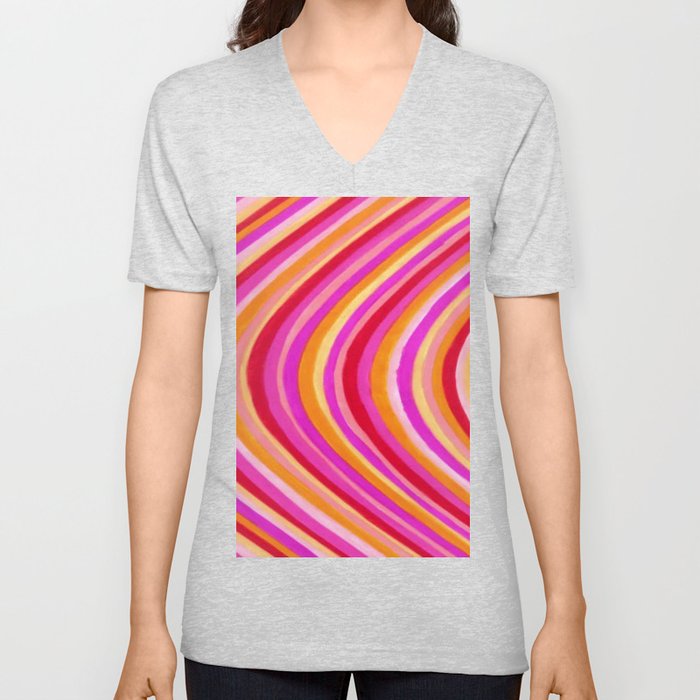 Moving Forward Pattern Design V Neck T Shirt