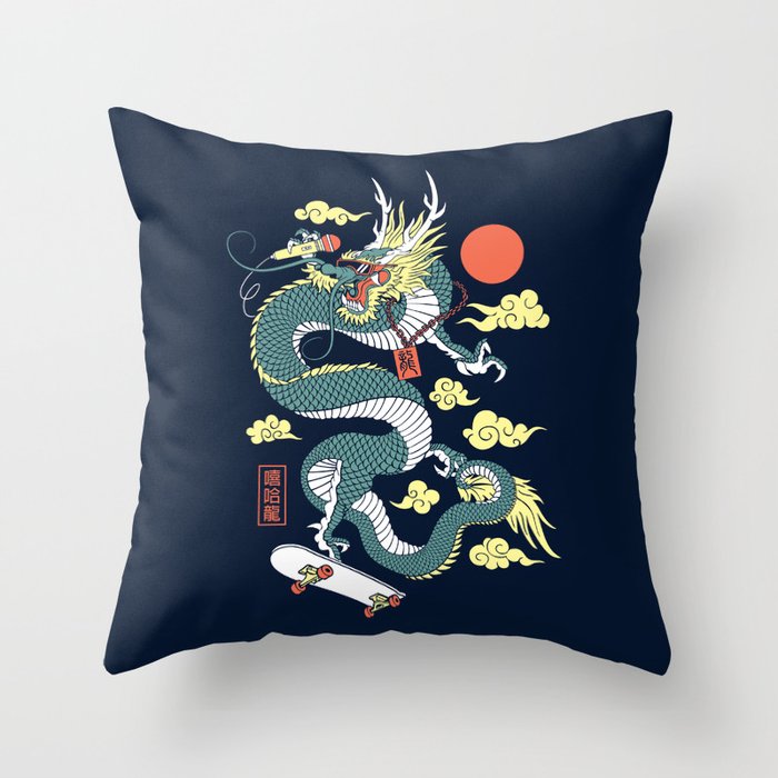 Hip Hop Dragon Throw Pillow