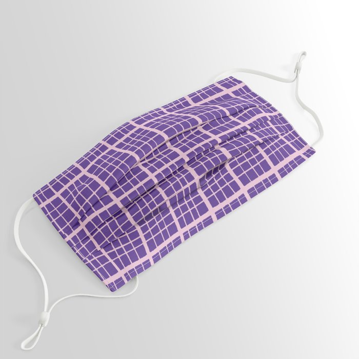 Pretty Pink and Purple Squares Graph Paper Face Mask