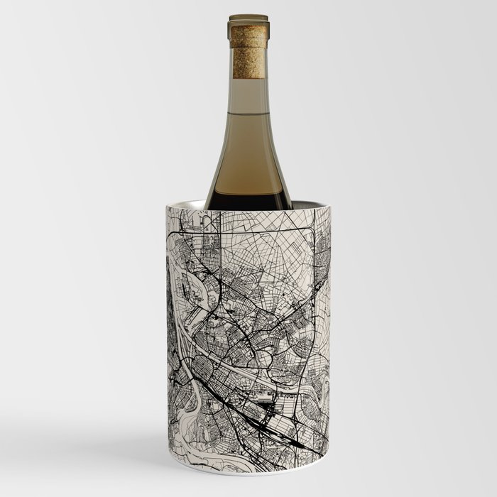 Mannheim, Germany - Black and White City Map Wine Chiller