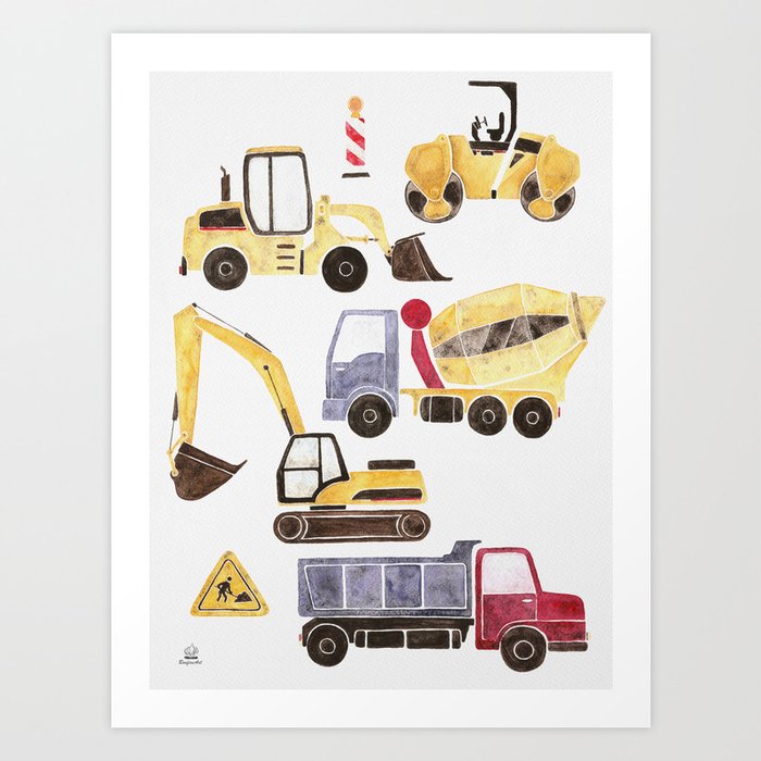 Construction Machines Art Print