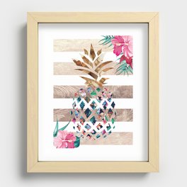 Luxury Pineapple floral gold Recessed Framed Print