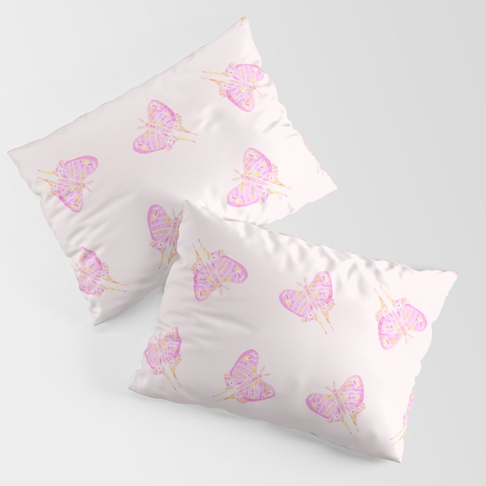 Moth Design- Watercolor Painting-Pink and Yellow Pillow Sham