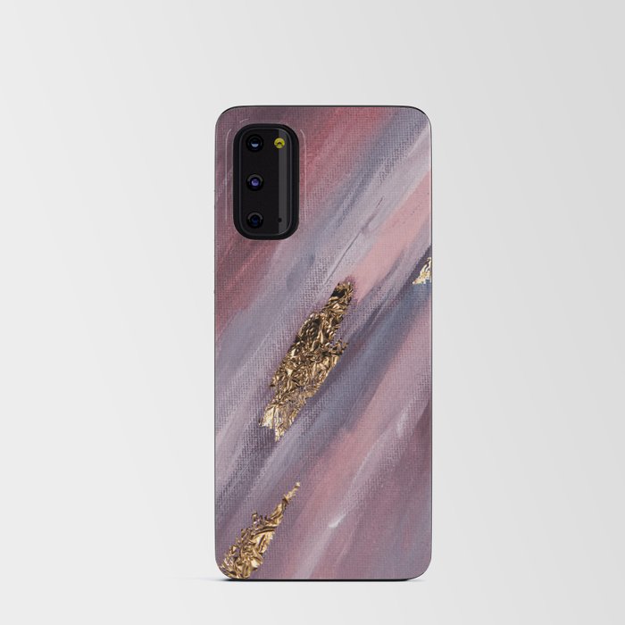 Pink Paint Brushstrokes Gold Foil Abstract Texture Android Card Case