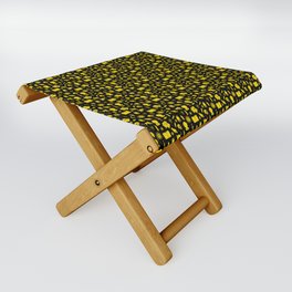 Small Bright Dayglo Yellow Halloween Motifs Skulls, Spells & Cats on Spooky Black  Folding Stool