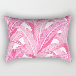 Pink banana leaves tropical pattern on white Rectangular Pillow