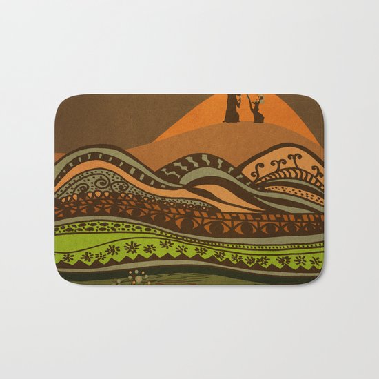 psychedelic mountains Bath Mat