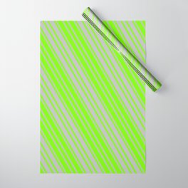 [ Thumbnail: Green and Grey Colored Pattern of Stripes Wrapping Paper ]