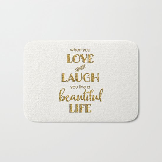 When you - Gold glitter typography on white backround Bath Mat
