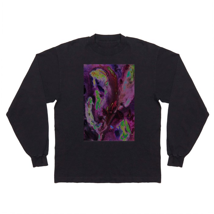Oil Spill Heat Map Abstract Trippy Textured Painting Long Sleeve T Shirt
