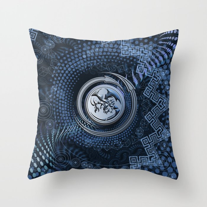 Emblem of Dragons Frost Throw Pillow