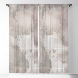 Taupe palette ink and gold abstract Sheer Curtain