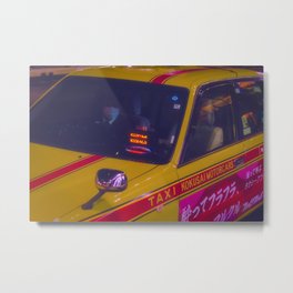 Yellow taxi in Tokyo, neo-noir vibe Metal Print