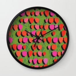 Strawberry Graffiti in Grass Wall Clock
