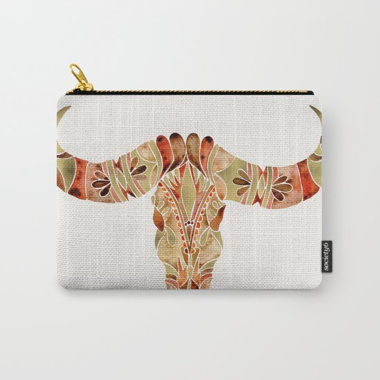 Water Buffalo Skull – Brown & Gold Carry-All Pouch