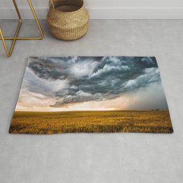 Rolling Thunder - Dramatic Storm Clouds Churn Over Golden Wheat Field in Colorado Rug