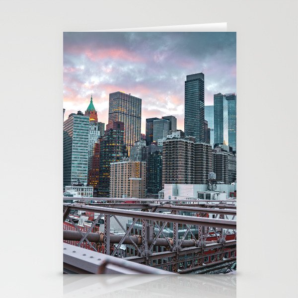 Sunset From the Brooklyn Bridge | New York City Skyline Stationery Cards